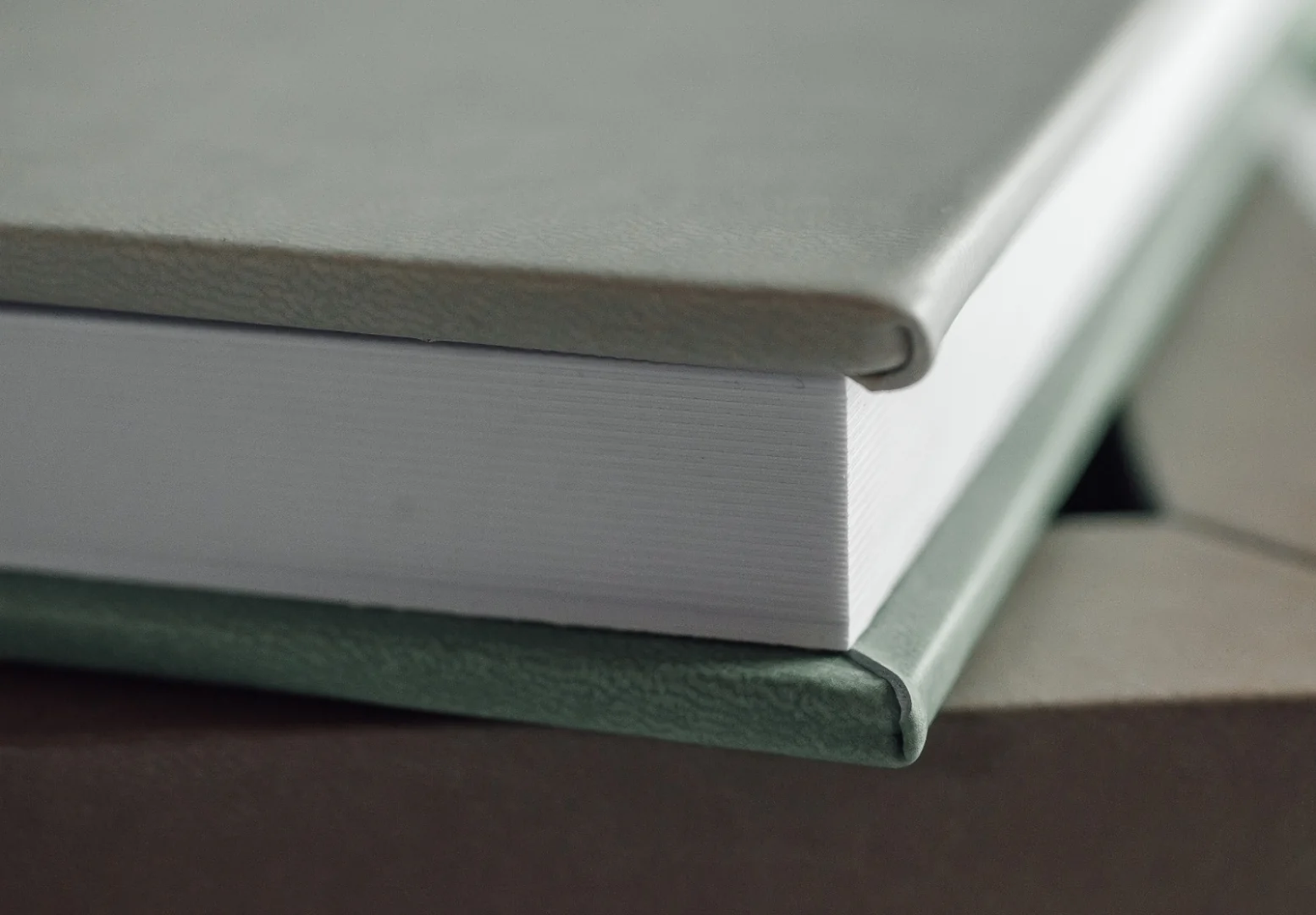 Leineneinband-Detail des handgefertigten Hochzeitsalbums